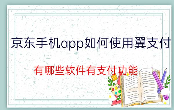 京东手机app如何使用翼支付 有哪些软件有支付功能？